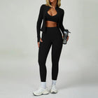 Motion 3-Piece Women's Workout Set – Full-Zip Jacket, Sports Bra & High-Waist Leggings